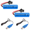 VICMILE 3.7V 800mah Li-ion Battery 2Pack with USB Chargers SM-2P Plug RC Rechargeable Battery Compatible with Remote