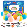 Bath Bombs for Kids with Surprise Inside - 12Pcs Kids Bubble Bath Fizzies with Sea Animal Toys, Gentle Safe for Skin Moisturize. Birthday Christmas G