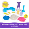 Kinetic Sand, Soft Serve Station with 14oz Play Sand (Blue, Pink & White), 2 Ice Cream Cones & 2 Tools, Sensory Toys