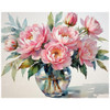 Peony Bloom Paint by Numbers Kit for Adults - DIY Pink Flowers in Glass Vase and Petals Falling Painting on Canvas