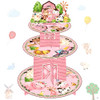 Pink Farm Animals Cupcake Stand 3 Tiers Farm Birthday Party Tower Barnyard Party Stand Holder Decorations for