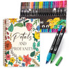 Adult Coloring Book Set, 7 x 8.2 in Spiral Bound, 24 Markers Stress Relief