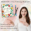 Adult Coloring Book Set, 7 x 8.2 in Spiral Bound, 24 Markers Stress Relief