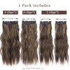 4PCS Clip in Hair Extensions for Women Brown Highlighted Caramel Blonde Long Wavy Thick Hair Extensions Clip in Double