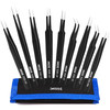 XOOL 9 PCS ESD Precision Tweezers Set, Anti-Static Stainless Steel Tweezers Kit for Electronics, Soldering, Craft,