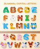 JoyCat Wooden Thick Alphabet Magnets for Toddlers Fridge Large Size Cute Animal Colorful ABC Magnetic Letters 26