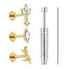 JESMODA G23 Titanium Flat Back Earrings 18G CZ Cartilage Earring for Women Internally Threaded Stud Earrings Dainty