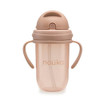 nouka Straight Straw Cup with Click Top Lid | Leak Proof and Easy Grip | Removable Handles | Soft Blush