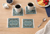 Turkish Carpet Coasters Set of 4  mini Drink mats with Fringe, Protective and Decorative for Home or Office | Dining