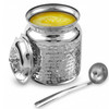KSJONE Stainless Steel Hammered Oil and Ghee Container for Kitchen I Multipurpose Oil Container with Lid I Capacity of