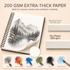 Artists Sketchbook Hardcover  200GSM Very Thick Paper  Large, Spiral Sketch Book for Drawing and Mixed Media 