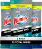 Windex Electronics Screen Wipes for Computers, Phones, Televisions and More, 25 Count - Pack of 3 (75 Total Wipes)