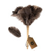 DDZMZ Ostrich Feather Duster for Cleaning with Wooden Handle, 16", Brown