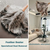 DDZMZ Ostrich Feather Duster for Cleaning with Wooden Handle, 16", Brown