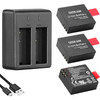 GEEKAM Action Camera Battery 3-Pack & Charger for Select Cams, Square-Edge