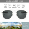 SUNGAIT Men's Military Style Polarized Pilot Aviator Sunglasses - Bayonet Temples (Silver Frame/Gray Lens, 55) A285YKHU