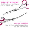 TINMARDA Dog Grooming Kit, Professional Stainless Steel Dog Grooming Scissors with Curved Shears, Pink Finger Rings -