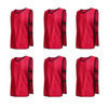 RE-HUO 6 Pack Scrimmage Vests/Sport Basketball Pinnies/Soccer Bibs for Kid and Adult (red, M)