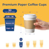 Fit Meal Prep 50 Pack 12 oz Disposable Coffee Cups with Lids, Sleeves, Leak-Proof To Go Coffee Cups with Lids, Durable
