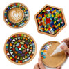 Nuyoach DIY Mosaic Tiles Crafts Kits for Adults, Mixed Stained Glass Mosaic Kit with 2 PCS Wooden Coaster Making
