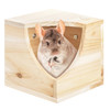 Yesland Wood Chinchilla House, Natural Square Small Animal Hideout Hut for Chinchilla, Squirrel, Sugar Gliders in Cage
