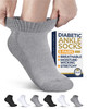 Pembrook® Ankle Diabetic Socks for Men & Women - 6 Pairs | Black, White, Gray | Low Cut Stretch Top Mens Diabetic Sock