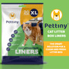Pettiny 20 XL Cat Litter Box Liners with Drawstrings - Scratch Resistant Cat Litter Bags for an Extra Large Litter Pan