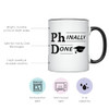 YouNique Designs Phinally Done 11 Ounces PhD Graduation Mug, Funny PhD Mug, Doctorate Graduation (Black Handle)