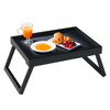 RRX Bed Tray Table with Folding Legs, Breakfast in Bed Tray (1, Black)