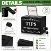 Vesici Lockable Metal Tip Jar with 2 Keys, 6 x 4 x 5 Inch Donation Box, Suggestion and Raffle Box for Bars, Cafes,