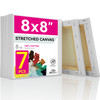 PHOENIX Stretched Canvas for Painting 8x8 Inch/7 Value Pack, 8 Oz Triple Primed 5/8 Inch Profile 100% Cotton White