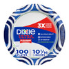 Dixie Ultra, Large Paper Plates, 10 Inch, 100 Count, 3X Stronger*, Heavy Duty, Microwave-Safe, Soak-Proof, Cut