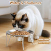 Wellbro Elevated Cat Bowls, Wide Stainless Steel Cat Food Bowls with Metal Stand Whisker Stress-Free, Raised Food and