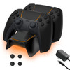NexiGo Enhanced PS5 Controller Charger with Thumb Grip Kit, Fast Charging AC Adapter, DualSense Charging Station Dock