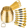 GuDoQi Gold Magnetic Measuring Spoons and Cups Set of 12, 8 Dual Sided Magnetic Measuring Spoons set with Leveler, 4