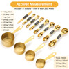 GuDoQi Gold Magnetic Measuring Spoons and Cups Set of 12, 8 Dual Sided Magnetic Measuring Spoons set with Leveler, 4