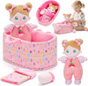 OUOZZZ Baby Doll Accessories with Soft Doll, Bassinet, Blanket and Bottle