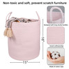 XUANGUO Cotton Rope Laundry Basket Hamper for Girls Kids Baby Nursery Pink