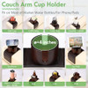 SINWANT Couch Cup Holder, 2 in 1 Bamboo Sofa Arm Clip on Cup Holder with 360 Rotated Phone Stand, Foldable Anti-Slip