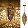 Twinkya Hanging Solar Lights Outdoor Garden Decorative Solar Lantern Waterproof Metal Moroccan Outdoor Decorations for