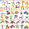 Kids Building Blocks STEM Toys, 120 PCS Plastic Gear Interlocking Sets That Bends - Safe Material - Toddler