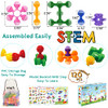 Kids Building Blocks STEM Toys, 120 PCS Plastic Gear Interlocking Sets That Bends - Safe Material - Toddler