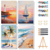 Gemozaic 4 Pack Beach Framed Paint by Numbers Kit for Adults, 8 x 12 Inch