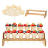 Queekay 100 Pcs Disposable Wooden Food Cones with 12 Holes Food Cone Display Stand Cone Holder for Charcuterie, Ice