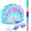 Zomiboo Seashell Pi ata with Stick and Blindfold Under The Sea Birthday Party Supplies Blue Ocean Mermaid Pi ata 15 x