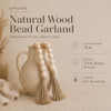 OMISHE 76" Long Extra Large Wood Bead Garland with 1.6" Diameter Wooden Beads and Tassels, Rustic Farmhouse Country
