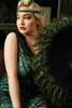 BABEYOND Roaring 20s Vintage Style Peacock & Black Marabou Feather Fan Flapper Accessories for Costume Halloween