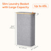 Lifewit 65L Slim Laundry Hamper with Lid, Narrow Laundry Basket with Removable Bag & Bamboo Handles, Fodable Thin