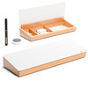 Glass Desktop Whiteboard with Wood Organizer for Small Office Accessories, Aesthetic Desk Dry Erase White Board with