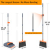 kelamayi Upgrade Broom and Dustpan Set, Self-Cleaning with Dustpan Teeth, Indoor&Outdoor Sweeping, Ideal for Dog Cat